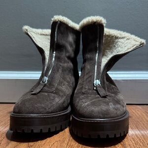PAIGE Dark Brown Shearling-Lined Winter Boots